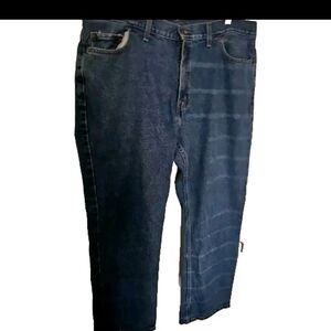 Dark Blue Men Straight Leg Jeans W42X32 Boho Y2k Normcore Gorpco Cottagecore[1A]